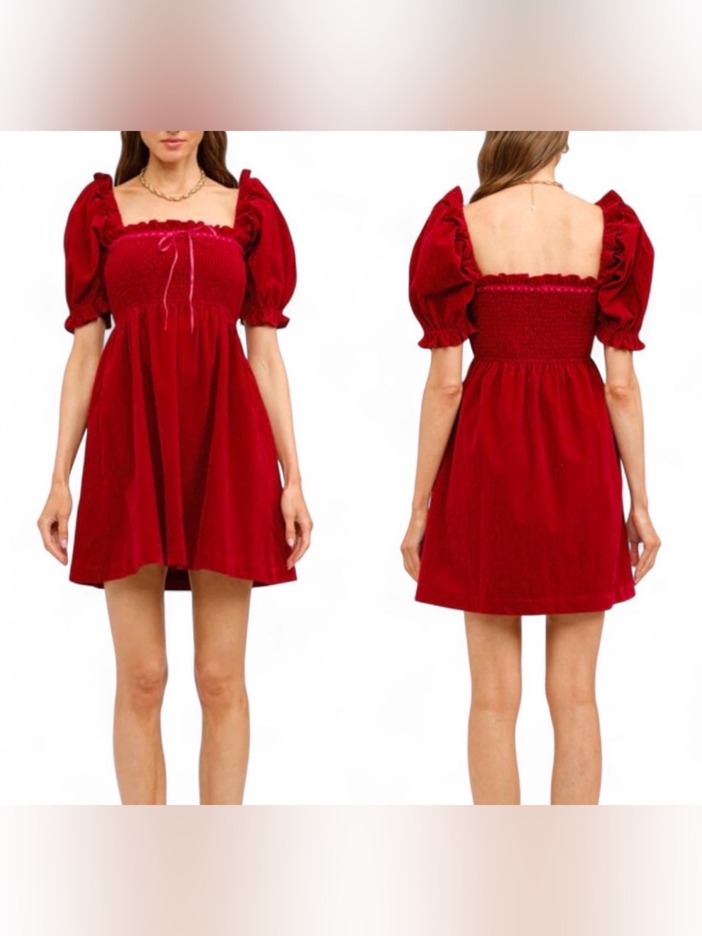 Sofía the Label ENYA VELVET Red BABYDOLL DRESS Medium